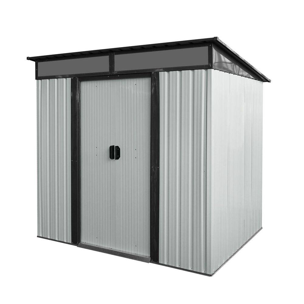Outdoor Storage Shed 6 ft. W x 5 ft. D Metal Shed with Foundation and Sliding Door White (30 sq. ft. ) price history on PriceWatchPro