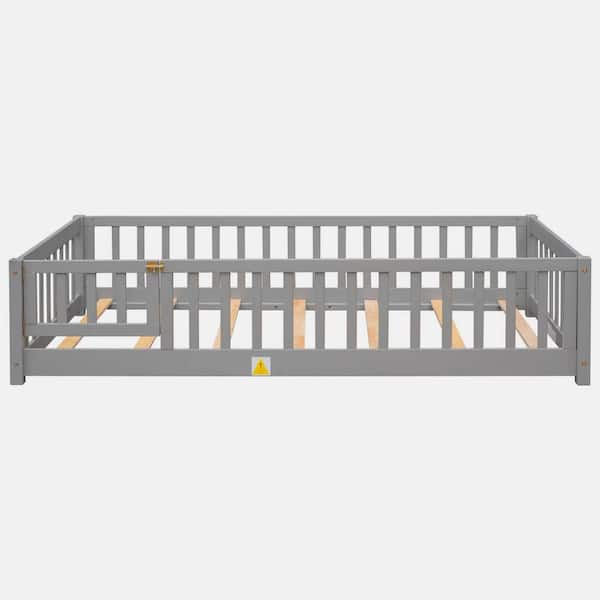 Gray Wood Frame Twin Size Platform Bed