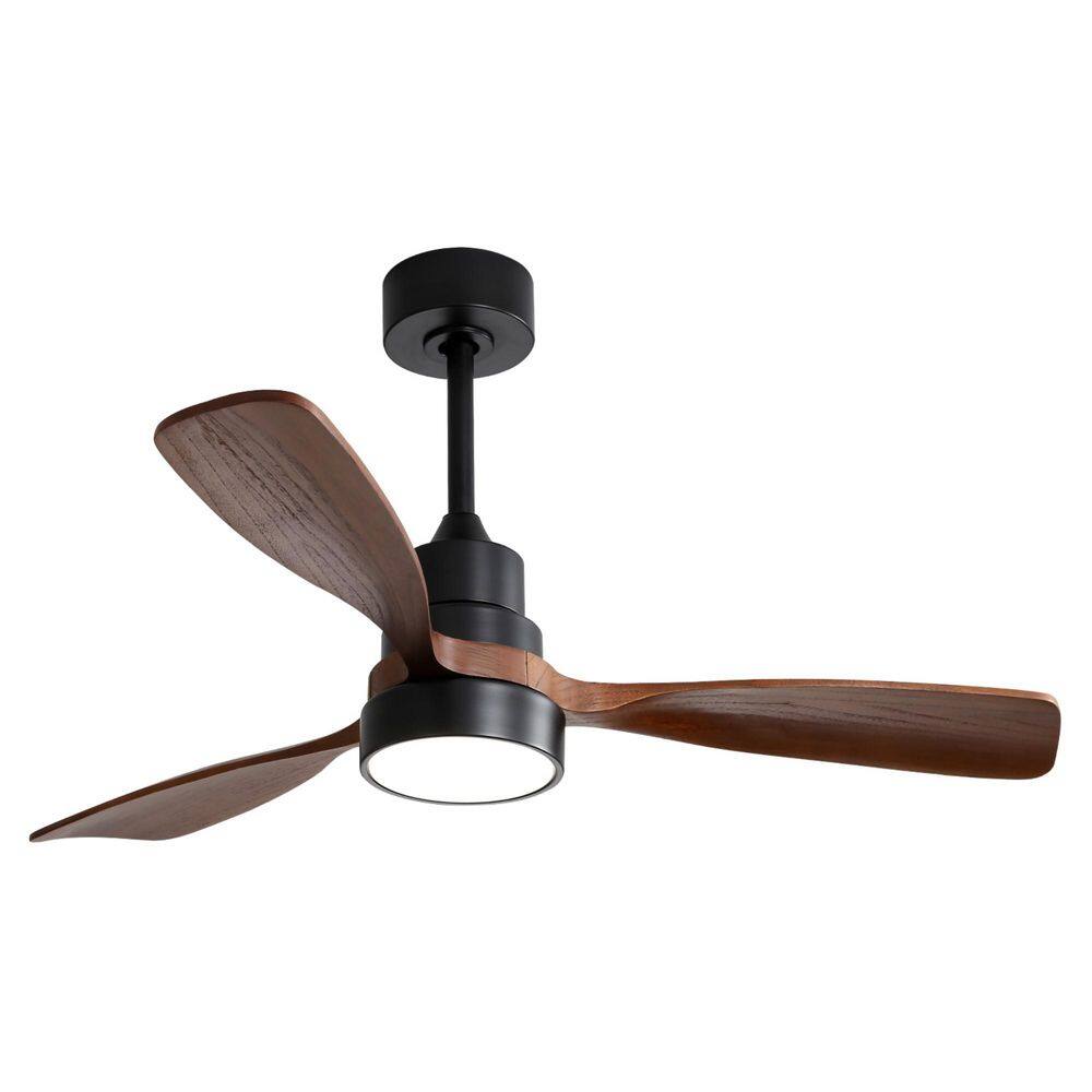 48 in. Downrod Mount Standard Ceiling Fan w/ Solid Walnut Wood Blades, Quiet Reversible DC Motor, 3CCT LED Light, Walnut price history on PriceWatchPro