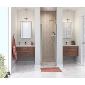 Manhattan 25 in. to 27 in. W in. x 68 in. H Pivot Shower Door with Clear Glass in Brushed Nickel
