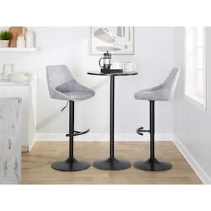 Diana 35.5 in. Grey Corduroy and Black Metal Adjustable Bar Stool (Set of 2)