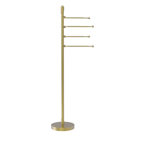 Soho Free Standing Towel Bar 4-Pivoting Swing Arm Towel Stand in Satin Brass