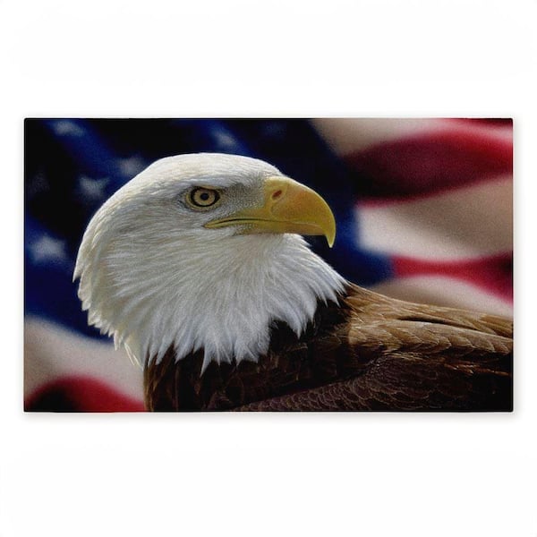 American Bald Eagle Red 18 in. x 30 in. Polyester Non-Slip Outdoor Door Mat