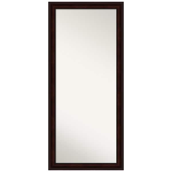 Amanti Art Oversized Walnut Black Brown/Tan Wood Hooks Modern Classic Mirror (65.25 in. H X 29.25 in. W)