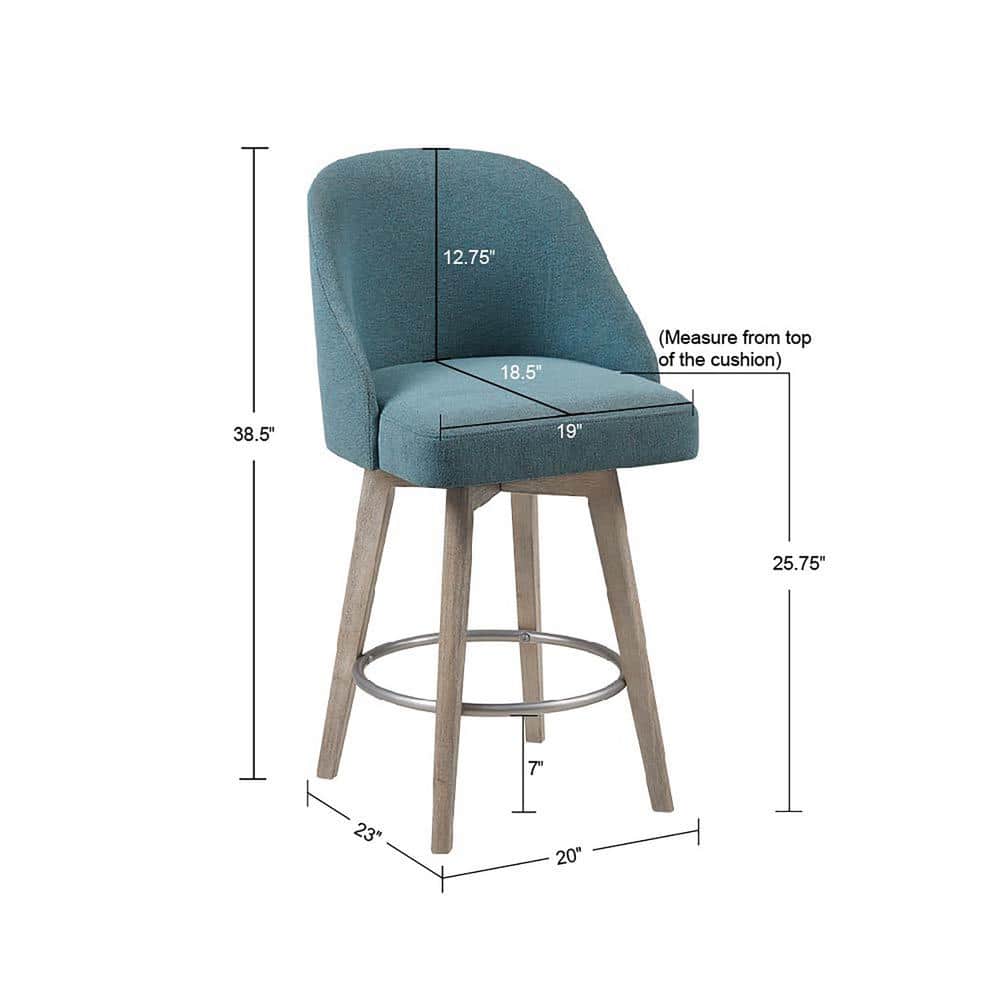Blue Swivel Counter Stool with Wood Legs