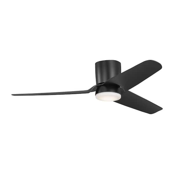 Fan Colgin 56 in. Midnight Black Hugger Flush Mount Standard Ceiling Fan with Integrated LED Light Kit and Remote