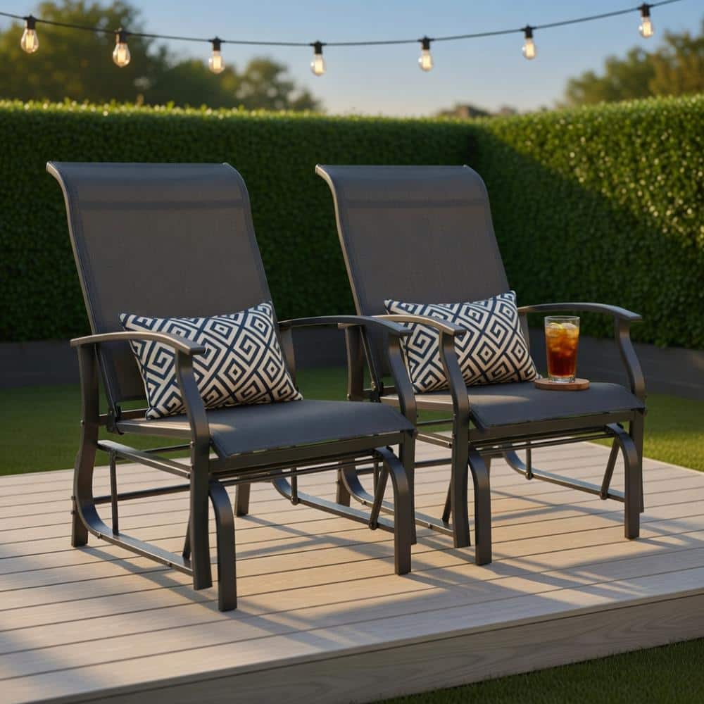 Outdoor Glider Chairs Set of 2 with Ergonomic Backrest and Seat-Gray price history on PriceWatchPro