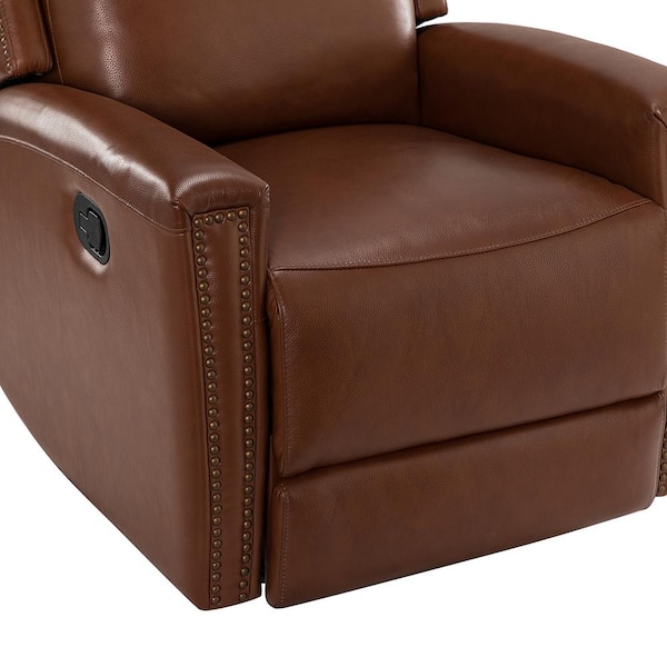 41 Wide Classic Super Soft and Oversize Faux Leather Manual Recliner with Rivet (Set of 2) Red Barrel Studio Upholstery Color: Brown