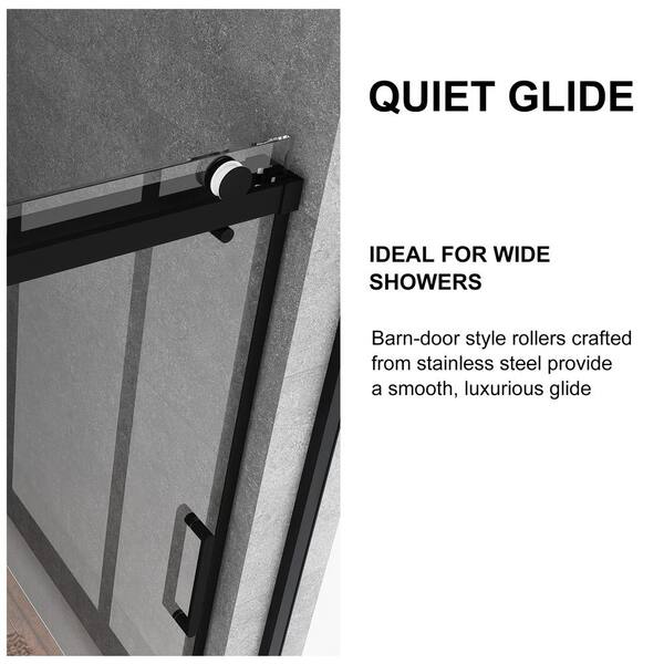 Unbranded - 59 in. W x 76 in. H Frameless Double Sliding Shower Door in Matt Black with Clear Tempered Glass