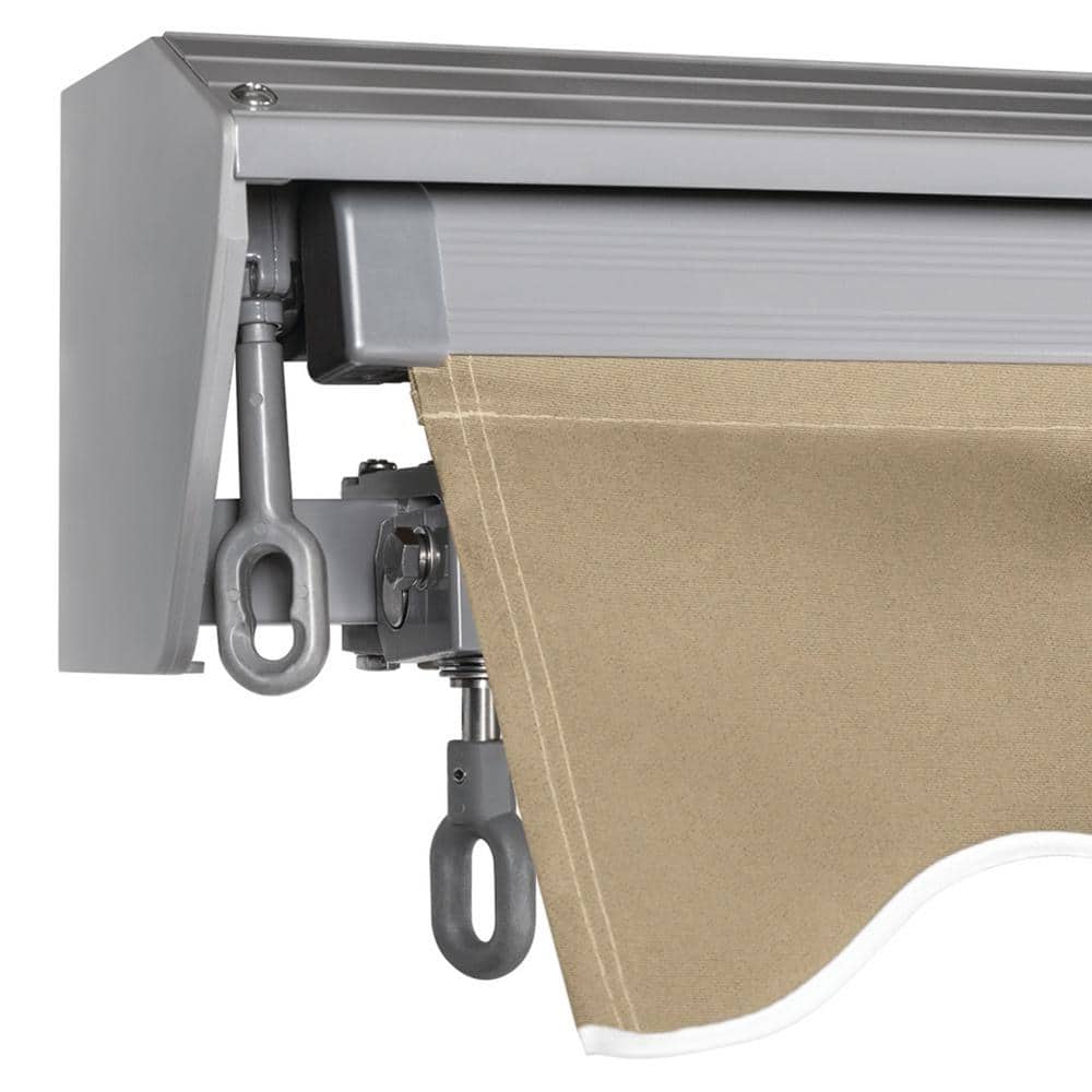 Light Taupe 12' x 10' Electric Retractable Awning with Acrylic Canopy