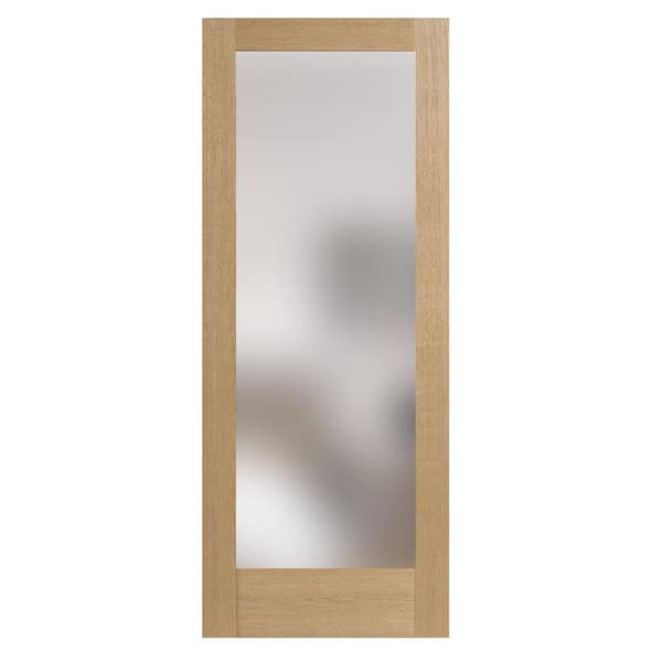 Stile Doors 30 in. x 80 in. Right-Handed 1 Lite Satin Etch Solid Core White Oak Single Prehung Interior Door