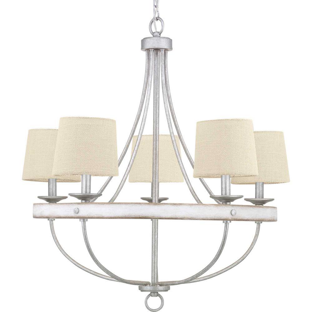 Gulliver 5-Light Galvanized Chandelier with Weathered Driftwood Texture