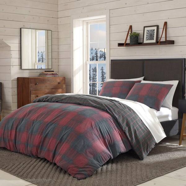 Eddie Bauer Cattle River 3 Piece Red, Red White Duvet Cover King