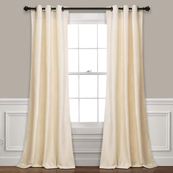 Lush Decor Prima Velvet Solid Ivory Room Darkening Window Panel - 84 in. x 38 in. (2-Piece)