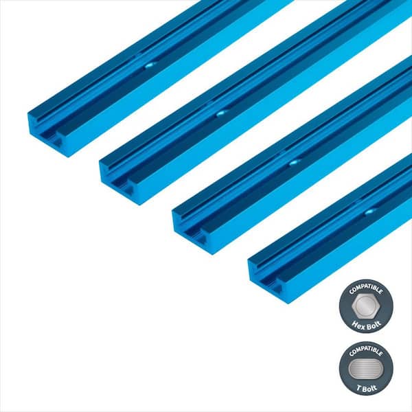 48 in. Double-Cut Profile Universal T-Track with Predrilled Mounting Holes for Woodworking (4-Pack)