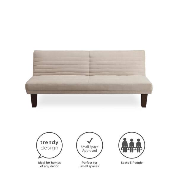 DHP Dora Tan Convertible Futon Sofa DE61774 The Home Depot