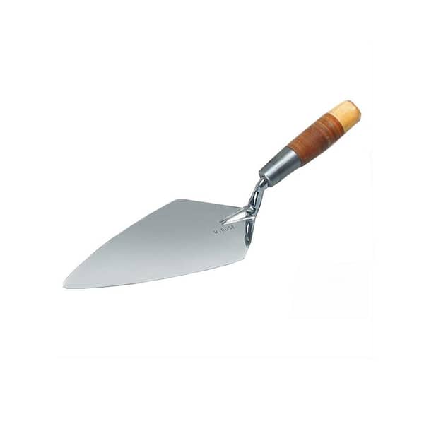 W.Rose 10 in. x 4-1/2 in. Carbon Steel Narrow London Brick Trowel with Leather Handle