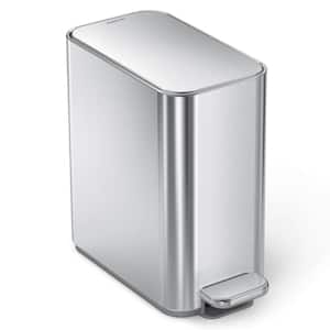 5L Slim Step Bathroom Trash Can with Liner Pocket, Brushed Stainless Steel