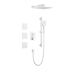 Full Body Waterfall Shower System 2-Spray Wall Bar Shower Kit with Hand Shower in White 3 Body Shower Head