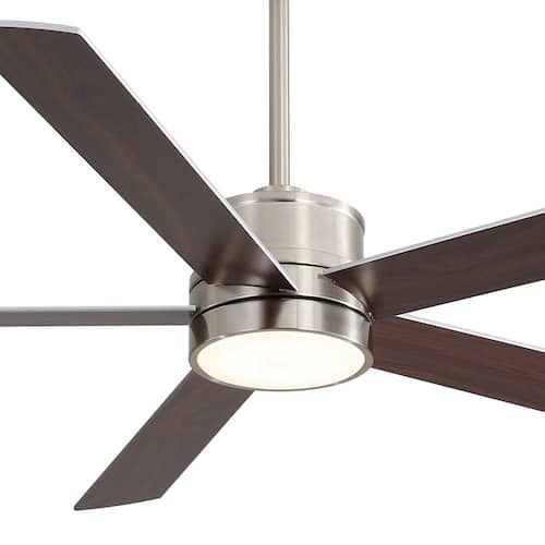 Rush 65 in. Indoor Integrated LED Brushed Nickel Ceiling Fan with Remote and Light Included Ceiling Fans With Lights
