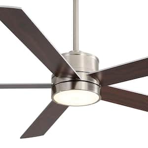 Rush 65 in. Indoor Integrated LED Brushed Nickel Ceiling Fan with Remote and Light Included
