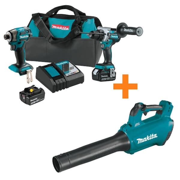 18V LXT Lithium-ion Brushless Cordless 2-piece Combo Kit 5. 0Ah with bonus 116 MPH 459 CFM 18V LXT Brushless Leaf Blower