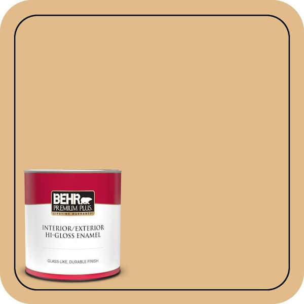 BEHR PREMIUM PLUS 1 qt. #M280-4 Royal Gold Hi-Gloss Enamel Interior/Exterior Paint & Primer
