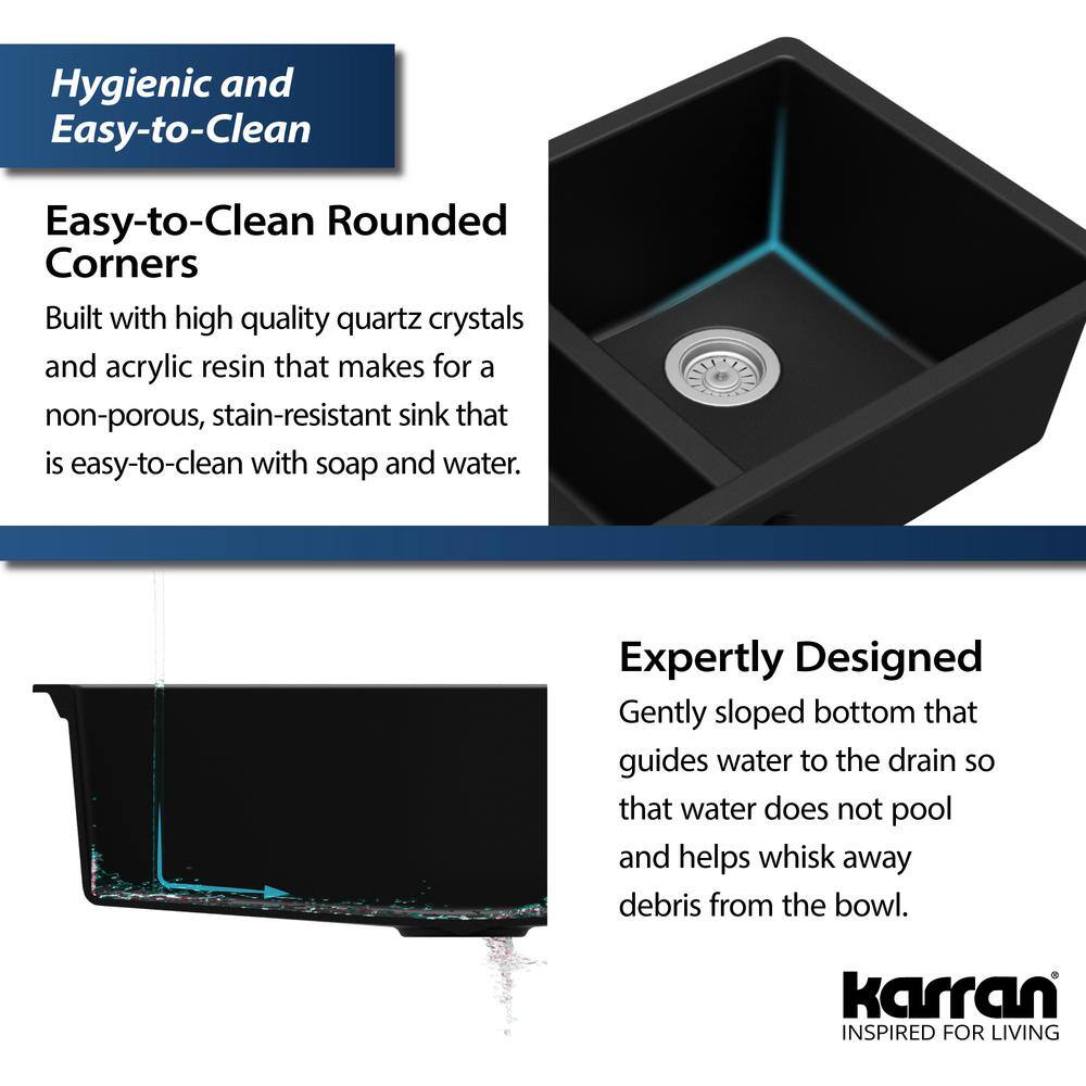 Black Quartz 32'' Double Bowl Undermount Kitchen Sink