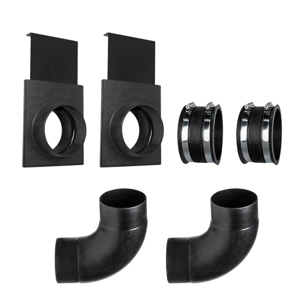 POWERTEC 4 in. Dust Collection Hose 90° Elbow Connector w/ Blast Gate and Dust Control Flex Cuff