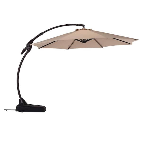 Boyel Living 11 ft. Aluminum Pole Octagon Cantilever Patio Umbrella Fade Resistant and UV Protected with Base in Beige