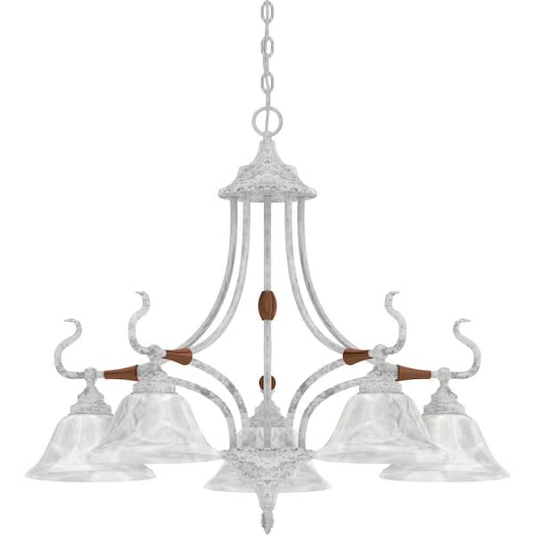 Volume Lighting 5 Lights Parchment Chandelier with Alabaster glass shades