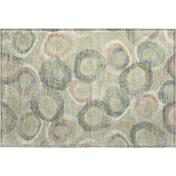 Mayfield Premium Machine Washable Abstract AMF2278 Aloe 2 ft. x 3 ft. Accent Rug