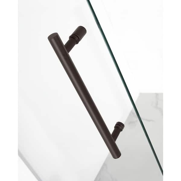 Nautis 59.25 in. - 60.25 in. x 72 in. Frameless Hinged Shower Door in Bronze