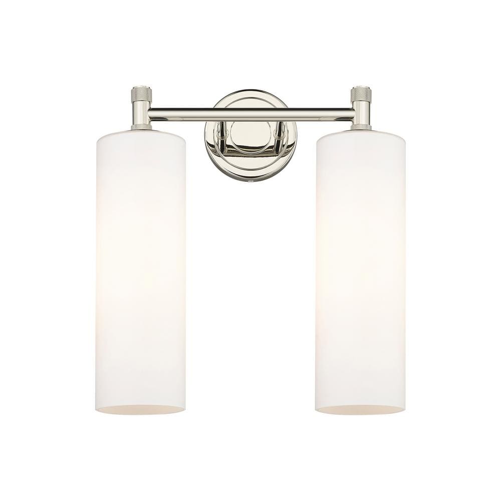 Crown Point 13.88 in. 2-Light Polished Nickel Vanity Light with Glass Shade price history on PriceWatchPro