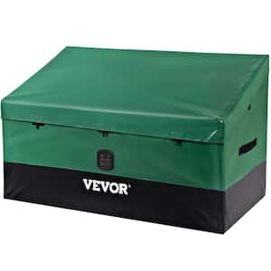 100 Gal. Outdoor Storage Box Protection Waterproof PE Tarpaulin Deck Box with Galvanized Frame for Camping, Garden