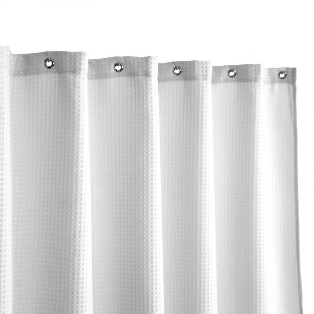 Waffle Weave Fabric Shower Curtain 71 x 72 Heavyweight Water Repellent Spa Luxury White Bathroom Decor price history on PriceWatchPro
