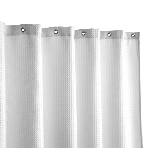 Unbranded Waffle Weave Fabric Shower Curtain 71 x 72 Heavyweight Water Repellent Spa Luxury White Bathroom Decor