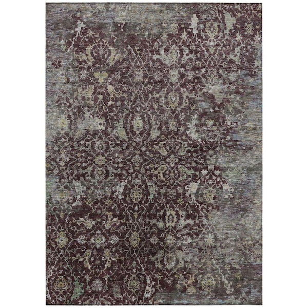Chantille Machine Washable Indoor/Outdoor Abstract ACN2359 Burgundy 8 ft. x 10 ft. Area Rug