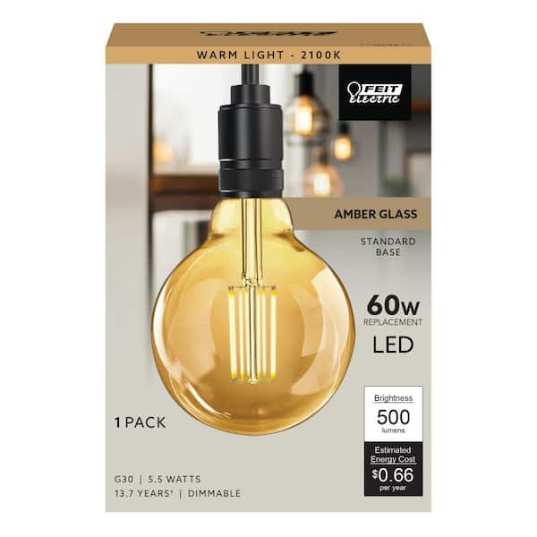 Feit Electric 60-Watt Equivalent G30 Dimmable Cage Filament Amber
