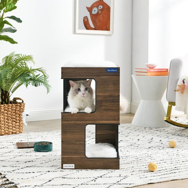Sam's Pets Escher Cat Tree in Dark Walnut SP-CT1330DW