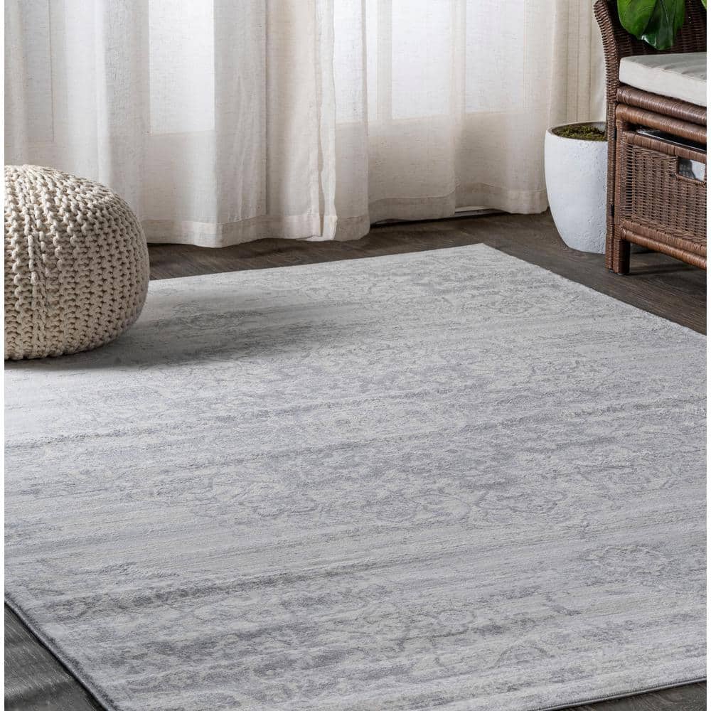 Light Gray Synthetic Reversible Rectangular Area Rug 5x8 Feet