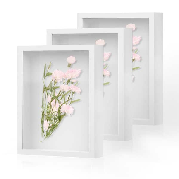 White 8 in. x 10 in. Wood Shadow Box 3-Pack