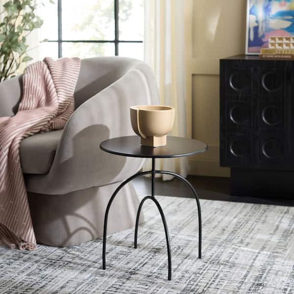 Ronin 16 in. Black Round Metal End Table