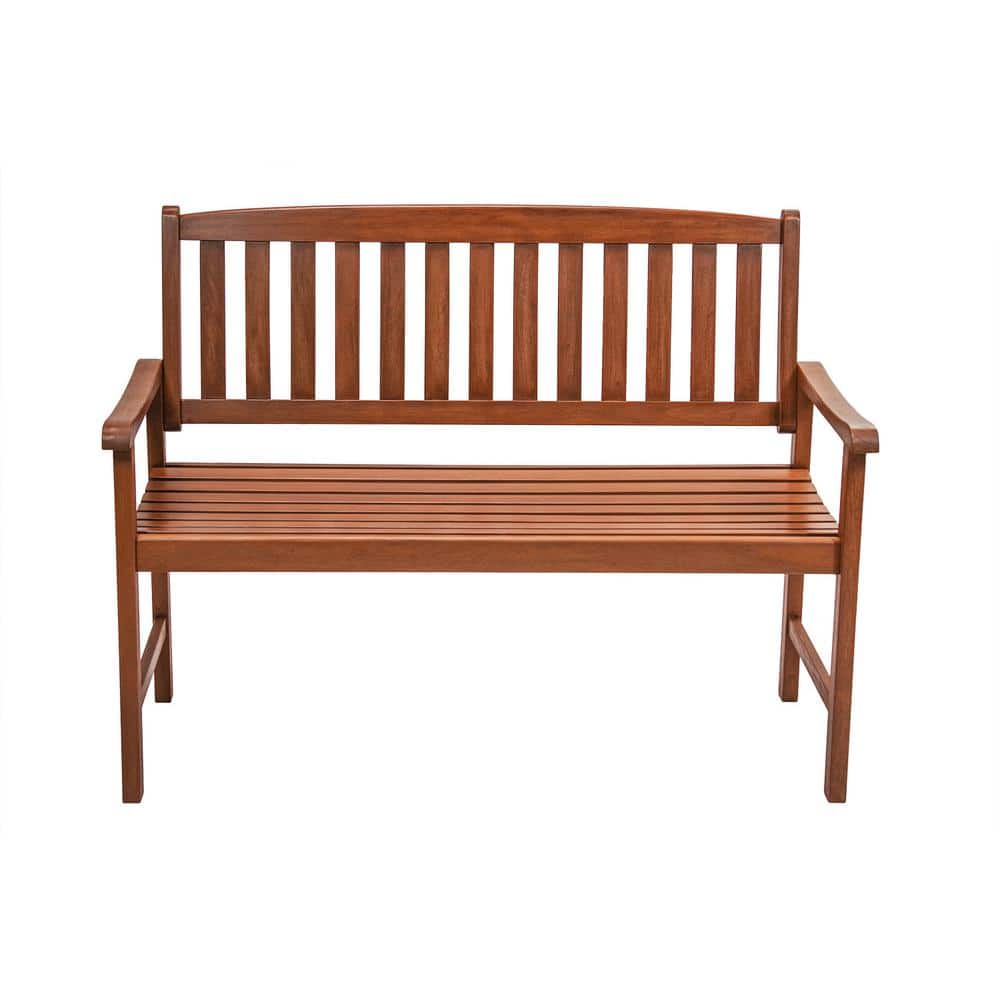 JACKPOST 48 in. 2Seated Oil Stained Wood Outdoor Bench 902170 The