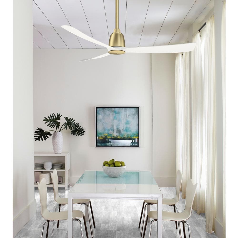 White and Brass 52" Modern Ceiling Fan with Remote