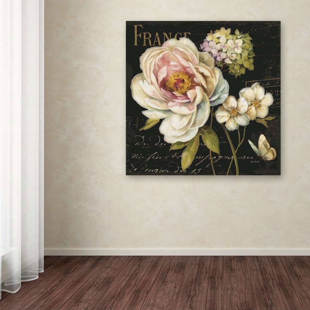 14" x 14" Floral Canvas Wall Art in Black and White