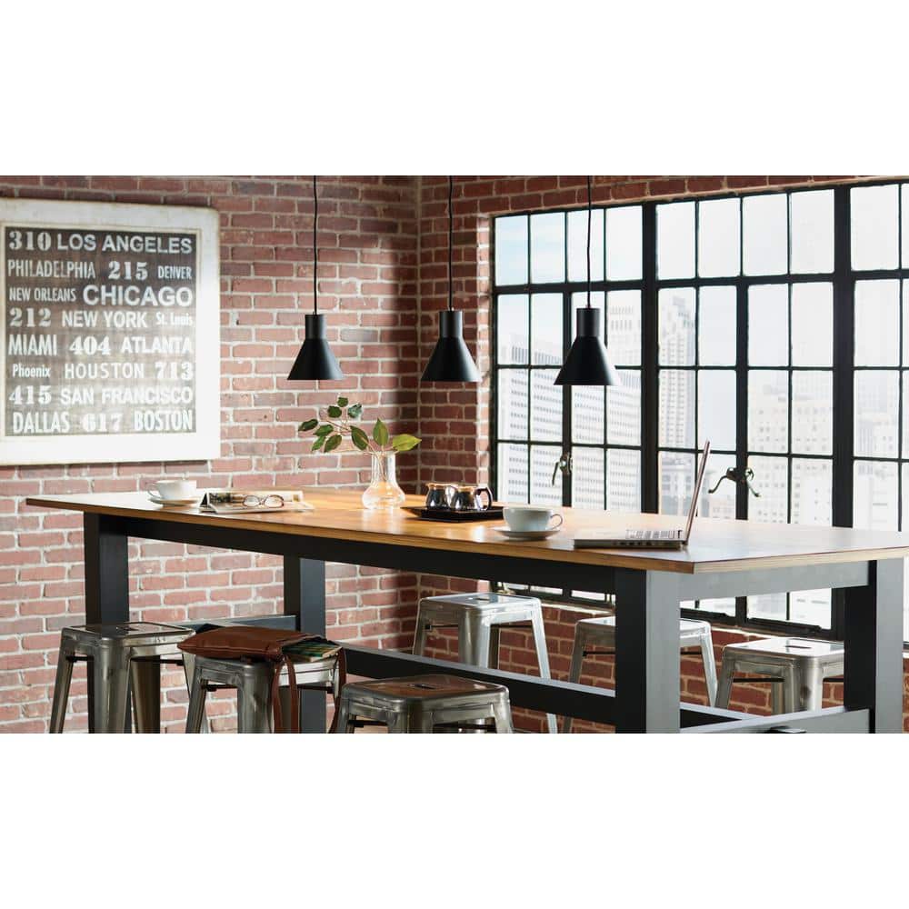 Satin Brass and Black Steel LED Mini Pendant Light
