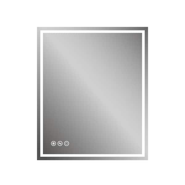 ANGELES HOME 30 in. W x 36 in. H Rectangular Frameless Anti-Fog Wall Mounted LED Bathroom Vanity Mirror in Silver