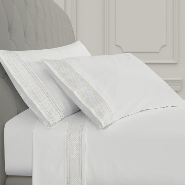 Unbranded Montefiore 4-Pieces White Cotton California King Sheet Set