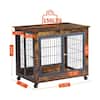 Runesay 38.58 in. W Rustic Brown Furniture Style Dog Crate Side Table on  Wheels with Double Doors and Lift Top DDG-CREABR - The Home Depot